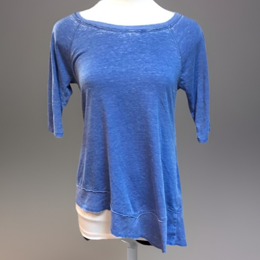 Calvin Klein Performance Factory Faded Blue Asymmetrical Tee T-Shirt Top sz XS